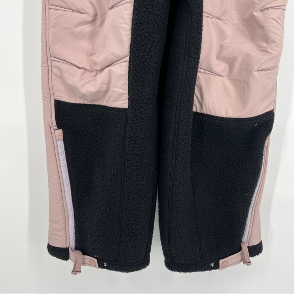 Free People Hit The Slopes Black Purple Sherpa Outdoor Winter Overalls Ski Bib S - Picture 2 of 9